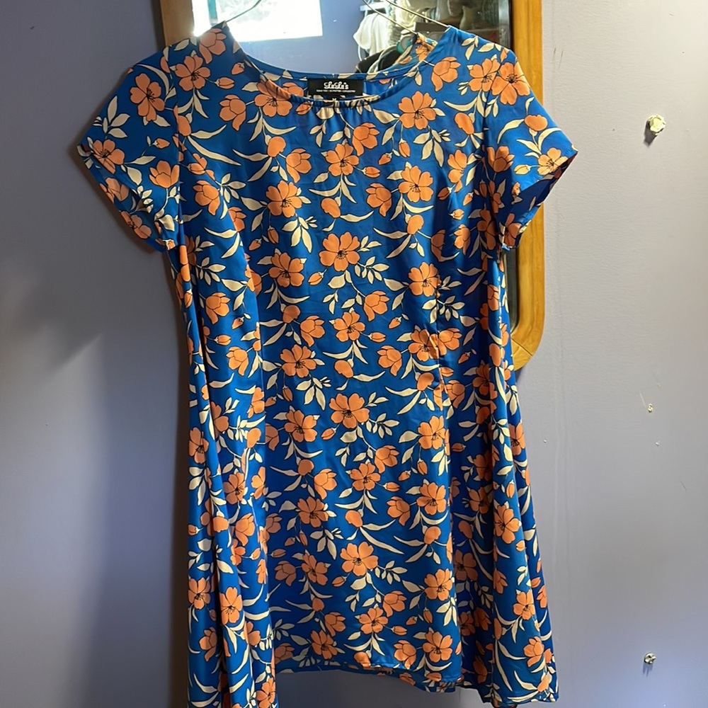Blue and orange floral dress